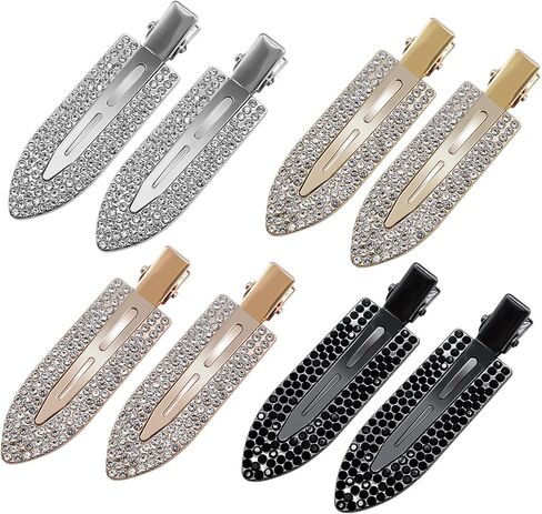 PAPARELA Hair Clips 8 PCS Rhinestone No Bend Flat Styling Clip No Crease Hair Clips for Bangs Barrettes for Women Girls Makeup Hairstyle Tool Bling Diamond Metal Hair Clips in Kuwait