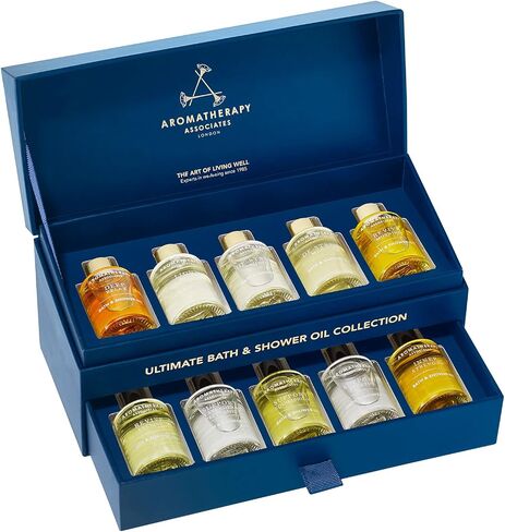 Aromatherapy Associates Ultimate Wellbeing Bath & Shower Oil. Selection of 10 Premium Bath and Shower Oils (0.3 fl oz Each) in a Decorative Gift Box in Saudi Arabia
