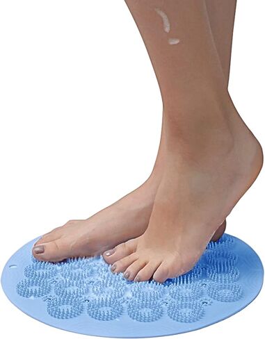 JROZXF دش مدلك القدم، منظف القدم للاستخدام في الدش، منظف الظهر للاستحمام، سيليكون، بساط تنظيف الجسم، منظف الدش، سبا القدم والعناية بالقدم للنساء باللون الأزرق in Kuwait