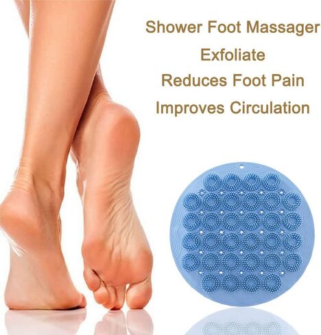 JROZXF دش مدلك القدم، منظف القدم للاستخدام في الدش، منظف الظهر للاستحمام، سيليكون، بساط تنظيف الجسم، منظف الدش، سبا القدم والعناية بالقدم للنساء باللون الأزرق in Kuwait