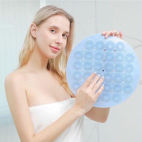 JROZXF دش مدلك القدم، منظف القدم للاستخدام في الدش، منظف الظهر للاستحمام، سيليكون، بساط تنظيف الجسم، منظف الدش، سبا القدم والعناية بالقدم للنساء باللون الأزرق in Kuwait