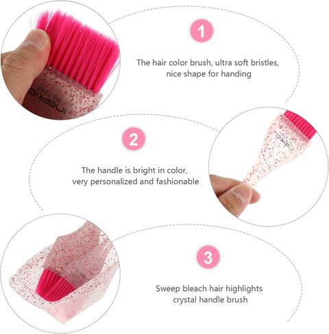 Lurrose Hair Dye Coloring Kit, Hair Color Mixing Bowl Tinting Tail Comb Mini Glitter Brush& Bowl Set for DIY Hairdressing Tools Set of 3 Blue in Saudi Arabia