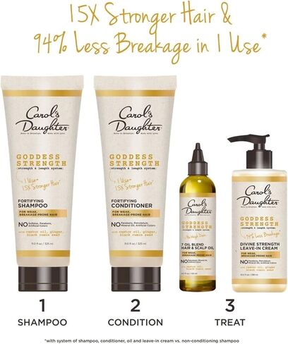 شامبو Carol's Daughter Goddess Strength الخالي من الكبريتات، وبلسم الشعر، وبلسم يُترك على الشعر، وزيت معالجة الشعر المصنوع من زيت الخروع (4 منتجات) in Kuwait