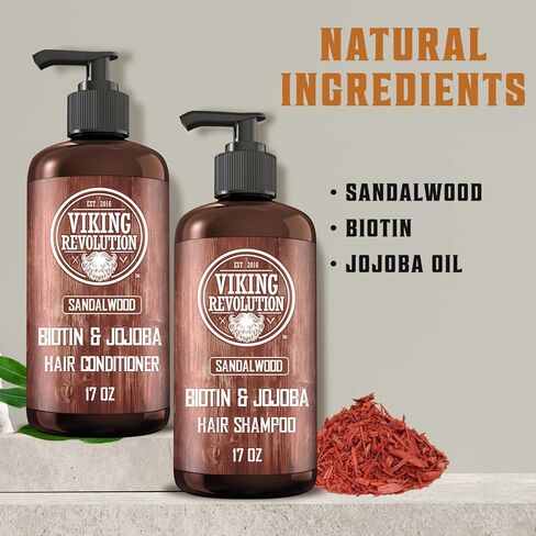 مجموعة شامبو وبلسم خشب الصندل من فايكينج ريفولوشن مع البيوتين وزيت الجوجوبا - مجموعة شامبو وبلسم للرجال - شامبو وبلسم شعر طبيعي للرجال مع فيتامين ب5 (17 أونصة) in Kuwait