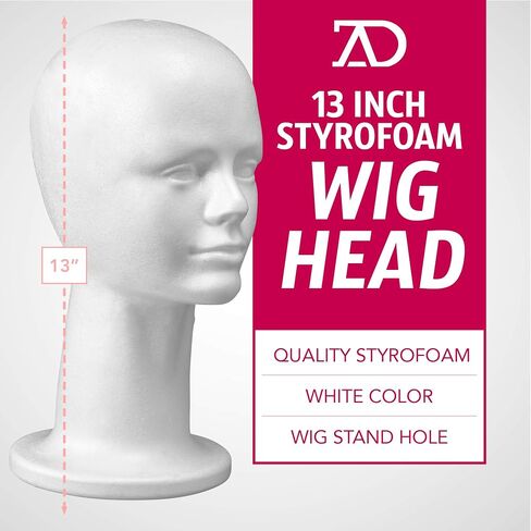13'' Inch Styrofoam Foam Head Wig Head Mannequin Manikin Head Display Head Wig hat Stand, Style, Model & Display Women's Wigs, Hats & Hairpieces, Medium, by Adolfo Designs in Saudi Arabia