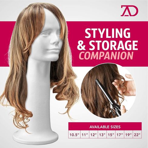 13'' Inch Styrofoam Foam Head Wig Head Mannequin Manikin Head Display Head Wig hat Stand, Style, Model & Display Women's Wigs, Hats & Hairpieces, Medium, by Adolfo Designs in Saudi Arabia