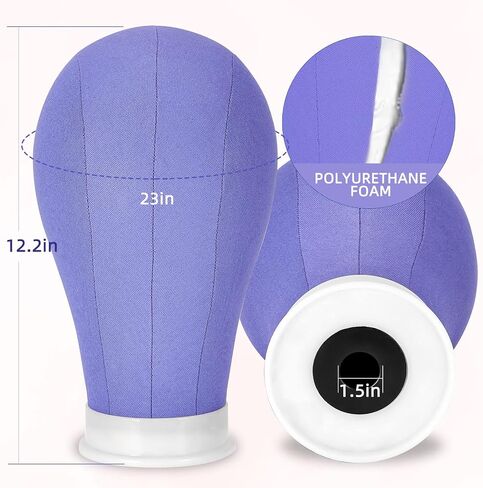 Yofuly 22'' Canvas Wig Head Set, Upgraded 63 Inch Tall Wig Stand Tripod with Mannequin Head, Canvas Block Head Wig Stand Set with Wig Caps, Table Clamp, Perfect for DIY Wig Making and Styling - Blue in Saudi Arabia