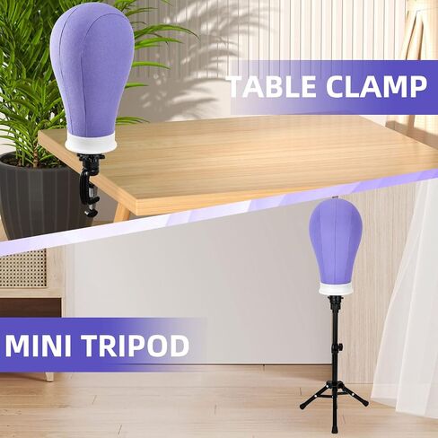 Yofuly 22'' Canvas Wig Head Set, Upgraded 63 Inch Tall Wig Stand Tripod with Mannequin Head, Canvas Block Head Wig Stand Set with Wig Caps, Table Clamp, Perfect for DIY Wig Making and Styling - Blue in Saudi Arabia