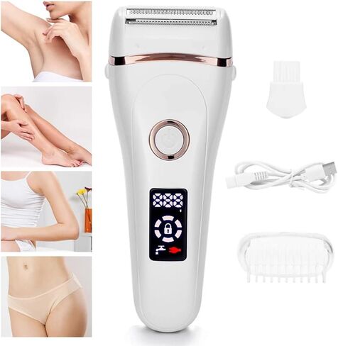 Electric Lady Shaver Bikini Trimmer Wet & Dry Rechargeable Cordless Painless Electric Razor for Women, LED Display Razor for Legs Underarms (Purple) in Kuwait