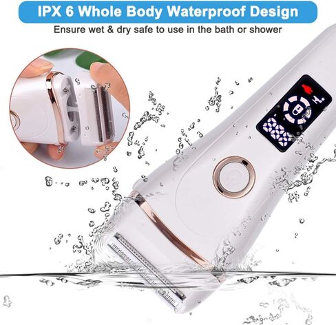 Electric Lady Shaver Bikini Trimmer Wet & Dry Rechargeable Cordless Painless Electric Razor for Women, LED Display Razor for Legs Underarms (Purple) in Kuwait