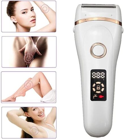 Electric Lady Shaver Bikini Trimmer Wet & Dry Rechargeable Cordless Painless Electric Razor for Women, LED Display Razor for Legs Underarms (Purple) in Kuwait