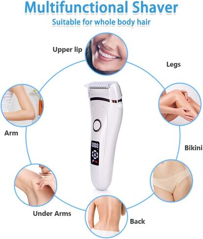 Electric Lady Shaver Bikini Trimmer Wet & Dry Rechargeable Cordless Painless Electric Razor for Women, LED Display Razor for Legs Underarms (Purple) in Kuwait