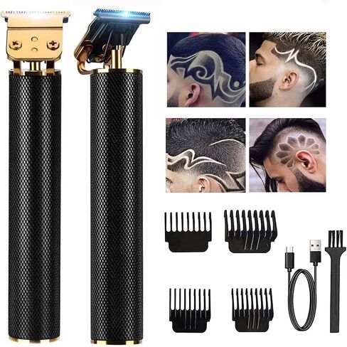 Professional Hair Trimmer Clipper, Zero Gapped T-Blade Close Cutting Hair Clippers for Men Rechargeable Cordless Trimmers for Haircut Beard Shaver Barbershop (Black, 4 Combs) in Saudi Arabia