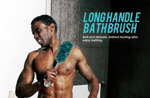 Loofah - Body Scrubber for Shower, Long Handle Back Loofah Shower Brush, Soft Nylon Mesh Back Cleaner Washer, Loofah On a Stick for Men Women, Loofah Sponge Exfoliating Body Scrubber for Skin Care in Kuwait