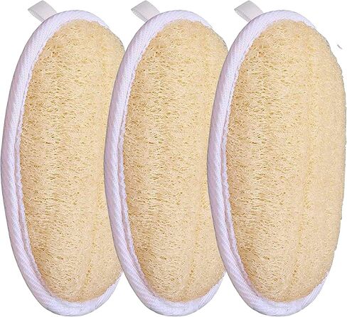 Jaunty Natural Loofah (3PC Pack) Sponge Exfoliating Body Scrubber Made with Eco-Friendly and Biodegradable Suitable for Women, Babies and Men, in Saudi Arabia