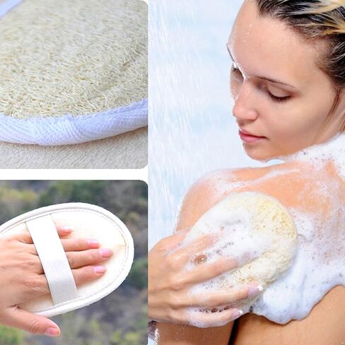 Jaunty Natural Loofah (3PC Pack) Sponge Exfoliating Body Scrubber Made with Eco-Friendly and Biodegradable Suitable for Women, Babies and Men, in Saudi Arabia