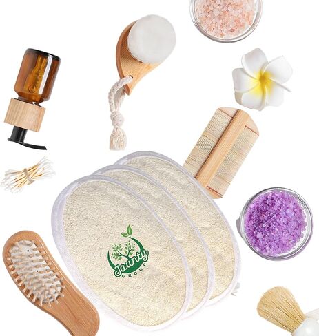 Jaunty Natural Loofah (3PC Pack) Sponge Exfoliating Body Scrubber Made with Eco-Friendly and Biodegradable Suitable for Women, Babies and Men, in Saudi Arabia