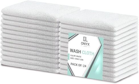 مناشف غسيل من اونيكس لينينز للحمام مصنوعة من القطن بنسبة 100% سريعة الجفاف وفائقة النعومة والامتصاص مناشف للوجه وصالة الالعاب الرياضية وحمام الاطفال، عبوة من 24 قطعة in Kuwait
