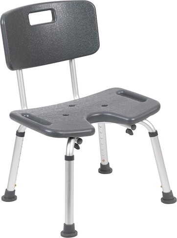 Flash Furniture HERCULES Series Tool-Free and Quick Assembly, 300 Lb. Capacity, Adjustable Gray Bath & Shower Chair with Non-slip Feet in Saudi Arabia