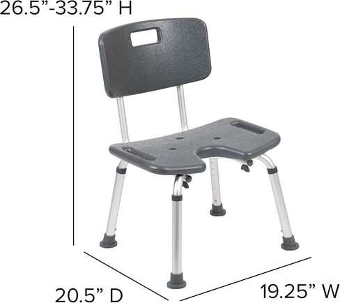 Flash Furniture HERCULES Series Tool-Free and Quick Assembly, 300 Lb. Capacity, Adjustable Gray Bath & Shower Chair with Non-slip Feet in Saudi Arabia