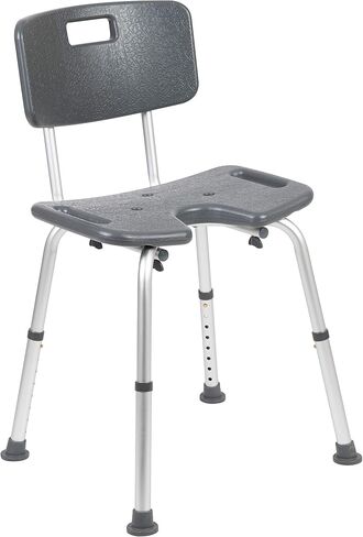 Flash Furniture HERCULES Series Tool-Free and Quick Assembly, 300 Lb. Capacity, Adjustable Gray Bath & Shower Chair with Non-slip Feet in Saudi Arabia