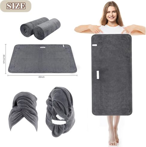 SUNLAND Microfiber Hair Towel Wrap for Women Super Absorbent Quick Dry Magic Hair Turban for Drying Long Hair Soft and Large 24 inch X 43 inch Black in Saudi Arabia