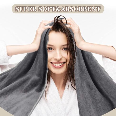 SUNLAND Microfiber Hair Towel Wrap for Women Super Absorbent Quick Dry Magic Hair Turban for Drying Long Hair Soft and Large 24 inch X 43 inch Black in Saudi Arabia