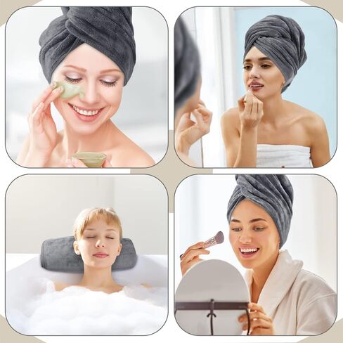 SUNLAND Microfiber Hair Towel Wrap for Women Super Absorbent Quick Dry Magic Hair Turban for Drying Long Hair Soft and Large 24 inch X 43 inch Black in Saudi Arabia