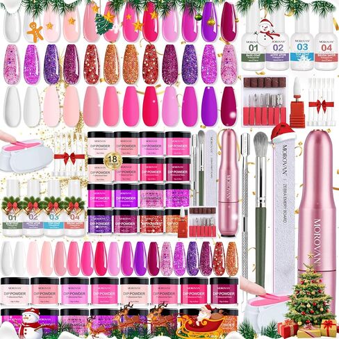 مجموعة مسحوق غمس الأظافر من مورفان - 18 لونًا، مجموعة بودرة غمس الأظافر اللامعة النقية مع مسحوق غمس الأظافر الكهربائي لآلة غمس الأظافر للمبتدئين، مجموعة DIY in Kuwait