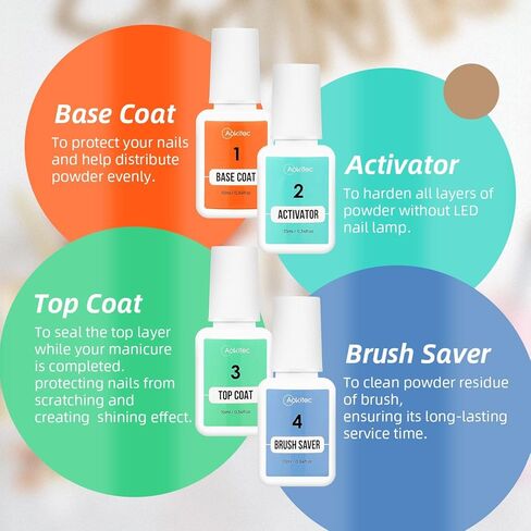 Aokitec 21 قطعة من مسحوق غمس الأظافر للمبتدئين، مسحوق غمس الأظافر 12 لونًا، مجموعة مسحوق جل الأظافر من الأكريليك، مجموعة غمس للمبتدئين in Kuwait