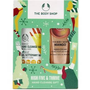 مجموعة هدايا تنظيف اليدين هاي فايف آند ثرايف من ذا بودي شوب، نباتي، جل مانجو وكريم لليدين (2+1 أونصة)، فاكهي in Kuwait
