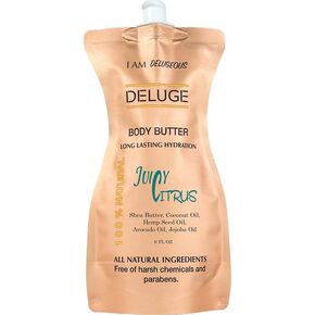 DELUGE - Body Butter- Afterglow -100% Natural. Shea Butter, Coconut Oil, Hemp Seed Oil, Avocado Oil, Jojoba Oil. 6 oz.
