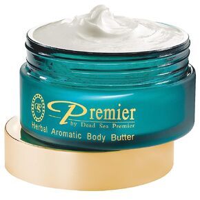 Premier Dead Sea Aromatic Body Butter- Herbal, anti aging skin care, moisturizer, hydrating shea butter, stretch mark cream, firming, age spots, neck & Décolleté, lightweight & silky, 5.95Fl.oz