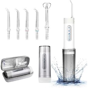 Cordless Water Flosser for Teeth, 2023 Update Portable Water Flosser, 4 Modes Dental Oral Irrigator, Rechargeable & IPX7 Waterproof Water Teeth Cleaner Picks with Travel Case, 5 Jet Tips in Saudi Arabia