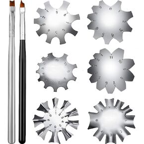 6 قطع من ادوات تشذيب الاظافر الفرنسية الفرنسية على شكل حرف V، اداة قص اظافر سمايل لاين من الستانلس ستيل، قالب تقليم حواف مانيكير مع 2 قطعة من فرشاة الاظافر الفرنسية لفن الاظافر بنفسك (فضي) in Kuwait