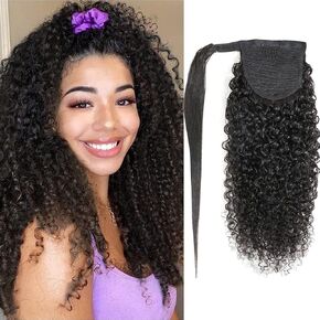 Curly Ponytail Hair Extensions Ponytail Curly Hair Virgin Brazilian Human Hair Extension (14 Inch, Curly)