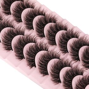 wiwoseo False Eyelashes Natural Wispy Faux Mink Lashes Fluffy Curly Crossing 16MM 3D Effect Eyelashes 10 Pairs Pack