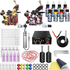 Wormhole Complete Tattoo Kit for Beginners Tattoo Power Supply Kit 8 Tattoo Inks 10 Tattoo Needles 2 Pro Tattoo Machine Kit Tattoo Gun Kit (TK015) in Kuwait