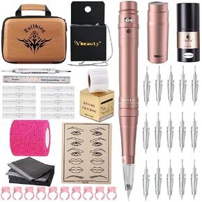 Permanent Eyebrow Makeup Tattoo Machine Kit with 15pcs Mixed Cartridges Needles for Shading Eyeliner Lip Microshading (Black) in Saudi Arabia