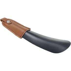Crapyt Stainless Steel Shoehorn Black with Brown Leather Handle Hardware Home Office Portable Lightweight Compatible Metal for Senior Men Women Children Shoe Helper Stick 1 PCS Length:17cm/6.69 inch in Saudi Arabia