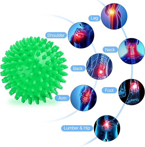2Pc Hard Spiky Massage Ball, Plantar Fasciitis Relief Ball，Deep Trigger Point Massager Therapy Balls for Muscle Recovery Myofascial Pain Relief (Green) in Saudi Arabia
