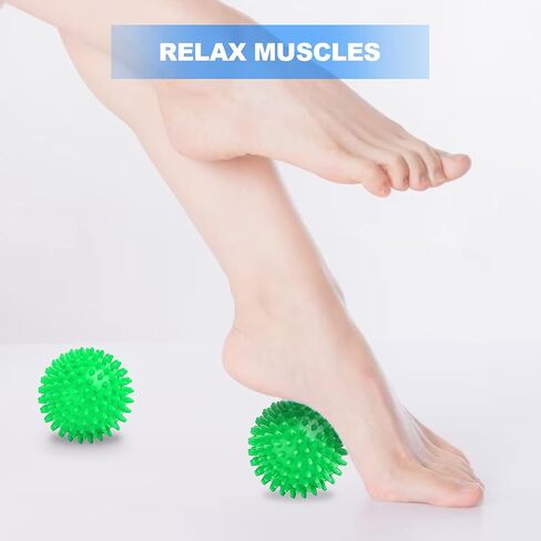 2Pc Hard Spiky Massage Ball, Plantar Fasciitis Relief Ball，Deep Trigger Point Massager Therapy Balls for Muscle Recovery Myofascial Pain Relief (Green) in Saudi Arabia