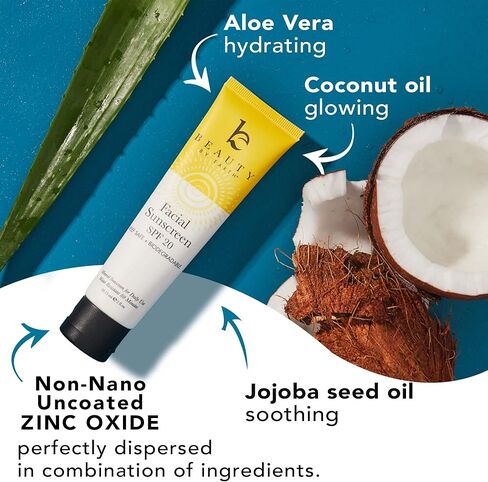 واقي من الشمس للوجه بعامل حماية من الشمس 20 - واقي من الشمس معدني للوجه، واقي من الشمس صديق للشعاب المرجانية بمكونات طبيعية وعضوية، واقي من الشمس قابل للتحلل البيولوجي، واقي من الشمس من أكسيد الزنك للاستخدام اليومي، واقي من الشمس للوجه بحجم مناسب للسفر in Kuwait