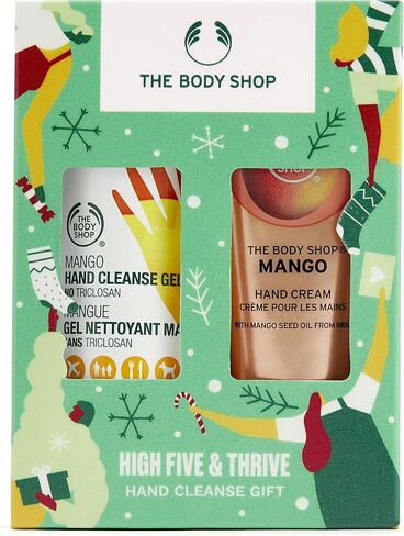 مجموعة هدايا تنظيف اليدين هاي فايف آند ثرايف من ذا بودي شوب، نباتي، جل مانجو وكريم لليدين (2+1 أونصة)، فاكهي in Kuwait