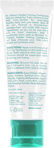 Dr. Talbot's Toddler Training Toothpaste Naturally Inspired with Citroganix, with Toothbrush Included, Blue/Green, 1.6 Ounce in Saudi Arabia