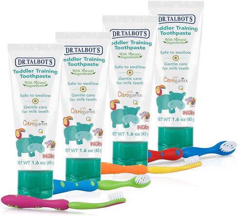 Dr. Talbot's Toddler Training Toothpaste Naturally Inspired with Citroganix, with Toothbrush Included, Blue/Green, 1.6 Ounce in Saudi Arabia