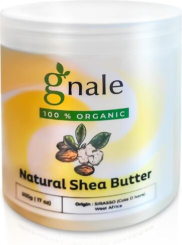gnale Shea Butter Jar 500g(17oz), African Shea Butter Raw Organic. Body Butter Skin Moisturizer for Face Skin and Hair, Pure Raw Shea Butter for DIY Lotion, Oil, Cream, Soap in Saudi Arabia