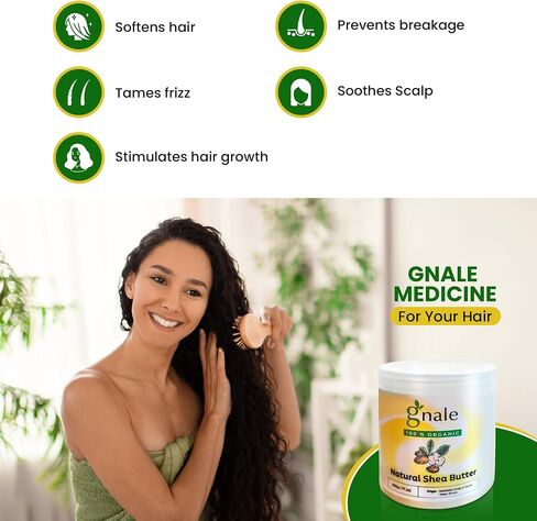 gnale Shea Butter Jar 500g(17oz), African Shea Butter Raw Organic. Body Butter Skin Moisturizer for Face Skin and Hair, Pure Raw Shea Butter for DIY Lotion, Oil, Cream, Soap in Saudi Arabia
