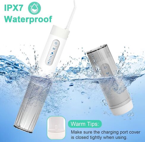 Cordless Water Flosser for Teeth, 2023 Update Portable Water Flosser, 4 Modes Dental Oral Irrigator, Rechargeable & IPX7 Waterproof Water Teeth Cleaner Picks with Travel Case, 5 Jet Tips in Saudi Arabia