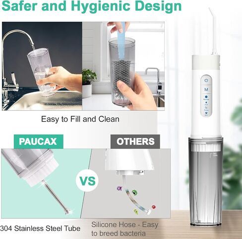 Cordless Water Flosser for Teeth, 2023 Update Portable Water Flosser, 4 Modes Dental Oral Irrigator, Rechargeable & IPX7 Waterproof Water Teeth Cleaner Picks with Travel Case, 5 Jet Tips in Saudi Arabia